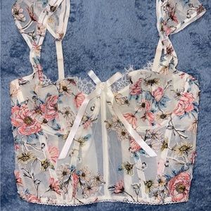 Victoria’s Secret white floral coquette corset top.